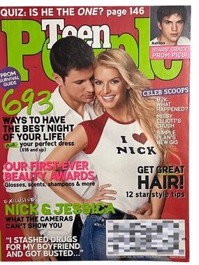 Vintage Teen People Magazine March 2004, featuring Nick Lachey & Jessica Simpson